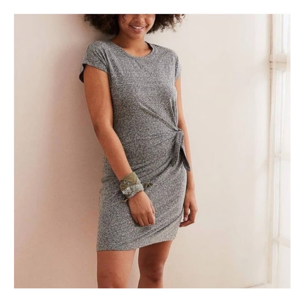 aerie - Women's Tee Shirt Heather Side Knot Dress - Size Small - Heather Gray